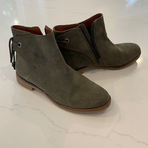 Lucky Brand sage green suede bootie size 6